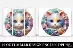 Colorful 3D Pastel Kitten Ornament, 20 Oz Tumbler Product Image 1