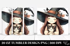 Smiling Witch with Cat Tumbler | 20 oz Tumbler Product Image 1