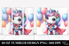 Baby Unicorn Posing as a Hero with Baloons | 20 Oz Tumbler Product Image 1