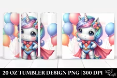 Baby Unicorn Posing as a Hero with Baloons | 20 Oz Tumbler Product Image 1