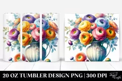 20 Oz Tumbler Sublimation | Colorful Ranunculus Vase | Product Image 1