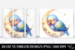 Cute Baby Parrot Sleeping on the Moon | 20 Oz Tumbler Product Image 1