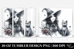 Gothic Smiling Witch with Cat Tumbler | 20 oz Tumbler Product Image 1