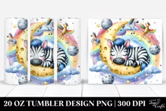 Colorful Baby Zebra Sleeping on Moon | 20 Oz Tumbler Product Image 1