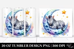 Colorful Baby Zebra Sleeping on Moon | 20 Oz Tumbler Product Image 1