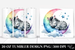 Colorful Baby Zebra Sleeping on Moon | 20 Oz Tumbler Product Image 1