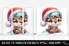 Enthusiastic Otter with Santa Hat 20 Oz Tumbler Product Image 1