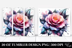 20 Oz Tumbler Sublimation | Camellia | Watercolor Splash Product Image 1