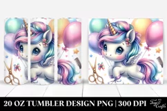 Cute Unicorn Floating with Balloons and Haircut | 20 Oz Product Image 1