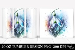 20 Oz Tumbler Sublimation | Snowdrop | Watercolor Splash Product Image 1