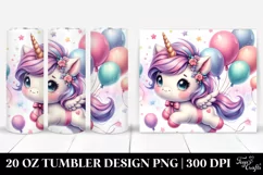 Cute Unicorn Floating with Balloons and Haircut | 20 Oz Product Image 1
