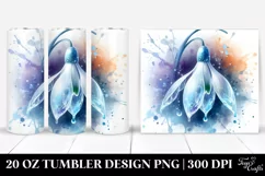 20 Oz Tumbler Sublimation | Snowdrop | Watercolor Splash Product Image 1