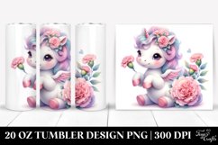 Cute Baby Unicorn with Carnation | 20 Oz Tumbler Product Image 1