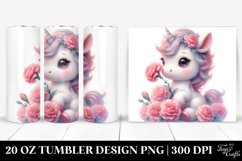 Cute Baby Unicorn with Carnation | 20 Oz Tumbler Product Image 1