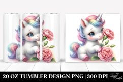 Cute Baby Unicorn with Carnation | 20 Oz Tumbler Product Image 1
