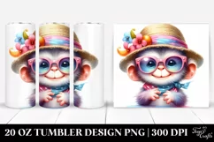 Colorful Baby Monkey with Sunglasses | 20 Oz Tumbler Product Image 1