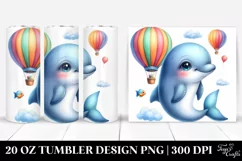 Colorful Small Baby Dolphin with Hot Air Balloon | 20 Oz Product Image 1