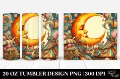 Vibrant Half Moon Whimsical Vintage Postcard Tumbler | 20 oz Product Image 1