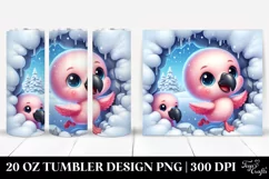 Cute Baby Flamingo Exiting Snowy Wall, 20 Oz Tumbler Product Image 1
