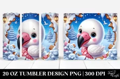 Cute Baby Flamingo Exiting Snowy Wall, 20 Oz Tumbler Product Image 1