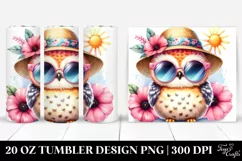 Cute Owl with Sun es and Sun Hat | 20 Oz Tumbler Product Image 1