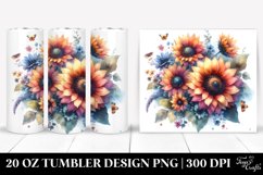 Washed Watercolor with Small Sunflower | 20 oz Tumbler Product Image 1