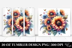 Washed Watercolor with Small Sunflower | 20 oz Tumbler Product Image 1