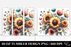 Washed Watercolor with Small Sunflower | 20 oz Tumbler Product Image 1