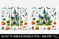 Simple Funny Halloween Clipart with Castle 20 Oz Tumbler Product Image 1