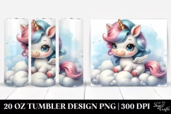 Cute Baby Unicorn with Cool Haircut on a Cloud | 20 Oz Product Image 1