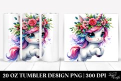 Vibrant Cute Unicorn with Floral Wreath 20 Oz Tumbler Product Image 1