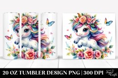 Vibrant Cute Unicorn with Floral Wreath 20 Oz Tumbler Product Image 1