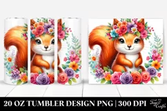 Colorful Squirrel Flower Crown Tumbler | 20 oz Tumbler Product Image 1