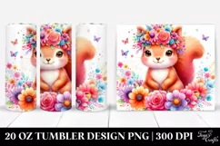 Colorful Squirrel Flower Crown Tumbler | 20 oz Tumbler Product Image 1