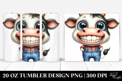 Watercolor Cow in Jeans Clipart Product Image 1