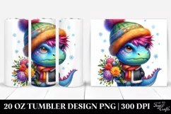 Cute Baby Dinosaur with Flower Bouquet, 20 Oz Tumbler Product Image 1
