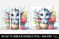 Cute Watercolor Small Baby Dragon Smiling | 20 Oz Tumbler Product Image 1