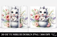 Cute Watercolor Small Baby Dragon Smiling | 20 Oz Tumbler Product Image 1
