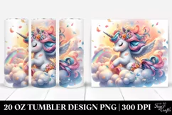 Watercolor Pastel Cute Baby Unicorn Surrounded by Spring Product Image 1