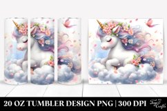 Watercolor Pastel Cute Baby Unicorn Surrounded by Spring Product Image 1