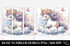 Watercolor Pastel Cute Baby Unicorn Surrounded by Spring Product Image 1