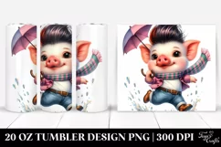 Funny Pig Jumping with Umbrella, 20 Oz Tumbler Product Image 1