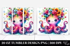 Vibrant Octopus with Wooden Frame, High-Res 20 Oz Tumbler Product Image 1