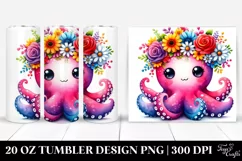 Vibrant Octopus with Wooden Frame, High-Res 20 Oz Tumbler Product Image 1