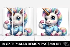 Watercolor Baby Unicorn Posing as Johny Bravo | 20 oz Product Image 1