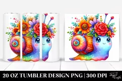Cute Snail with Flower Crown, Transparent 20 Oz Tumbler Product Image 1