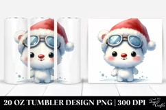 Baby Polar Bear with Santa Hat, 20 Oz Tumbler Product Image 1