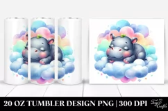 Colorful Baby Hippo Sleeping on a Cloud | 20 oz Tumbler Product Image 1