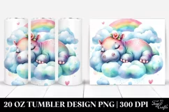 Colorful Baby Hippo Sleeping on a Cloud | 20 oz Tumbler Product Image 1