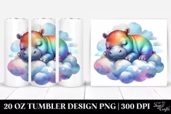 Colorful Baby Hippo Sleeping on a Cloud | 20 oz Tumbler Product Image 1